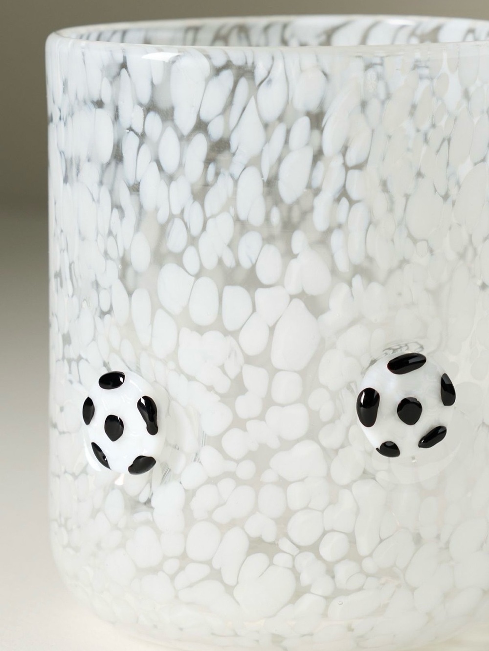 White Speckled Glass with Soccer balls. Mouth blown. - Picture 6 of 6